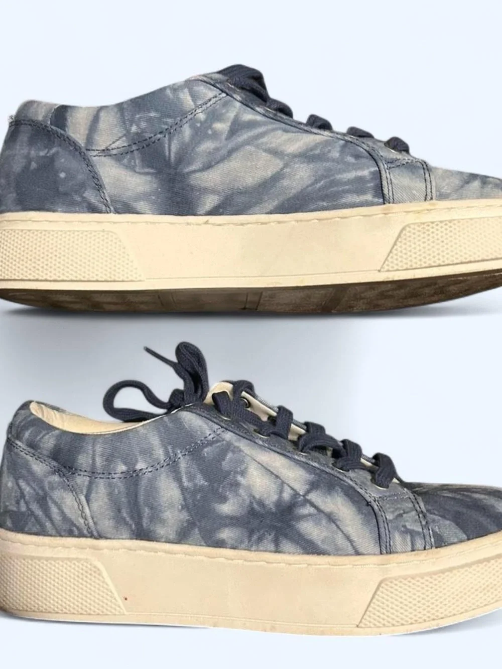 Blue and White Tie-Dye Platform Sneakers